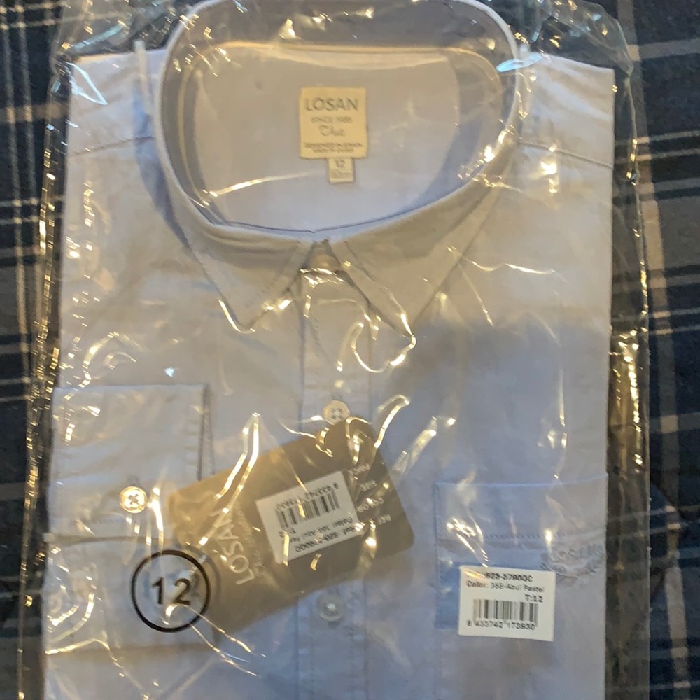 new never worn light blue long sleeve button down